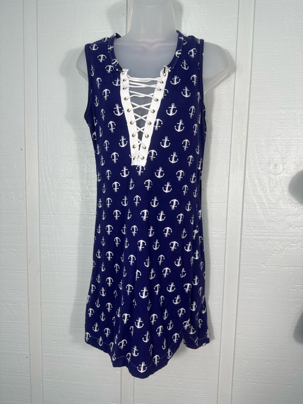 Macbeth Collection Blue Sleeveless Nautical Dress Size Small EUC
